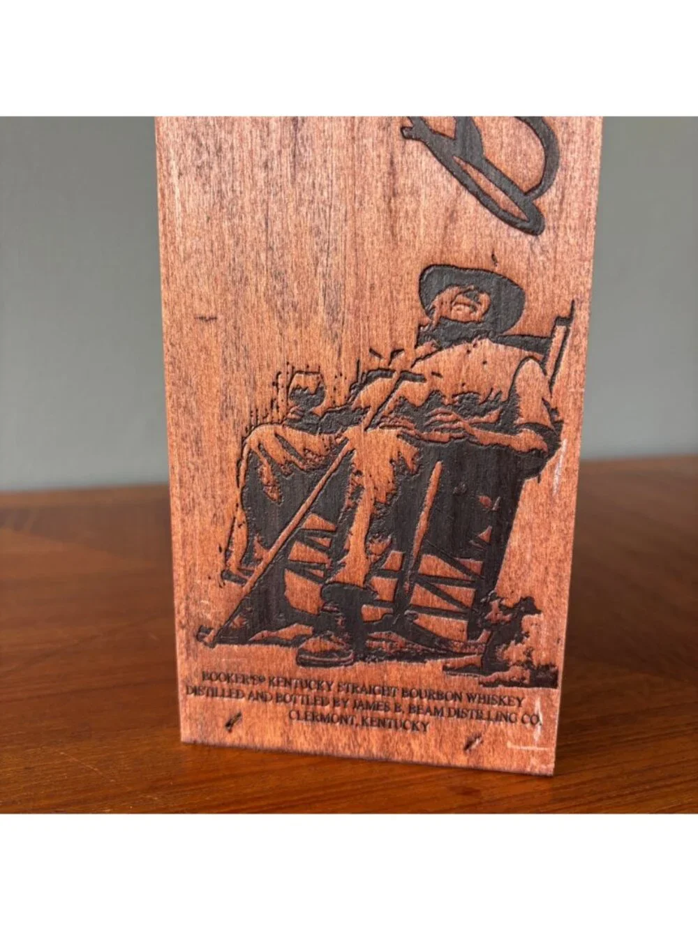 Bookers Bourbon Wooden Box Empty Plexiglass Lid 14x4 Craft Wine Whiskey Case